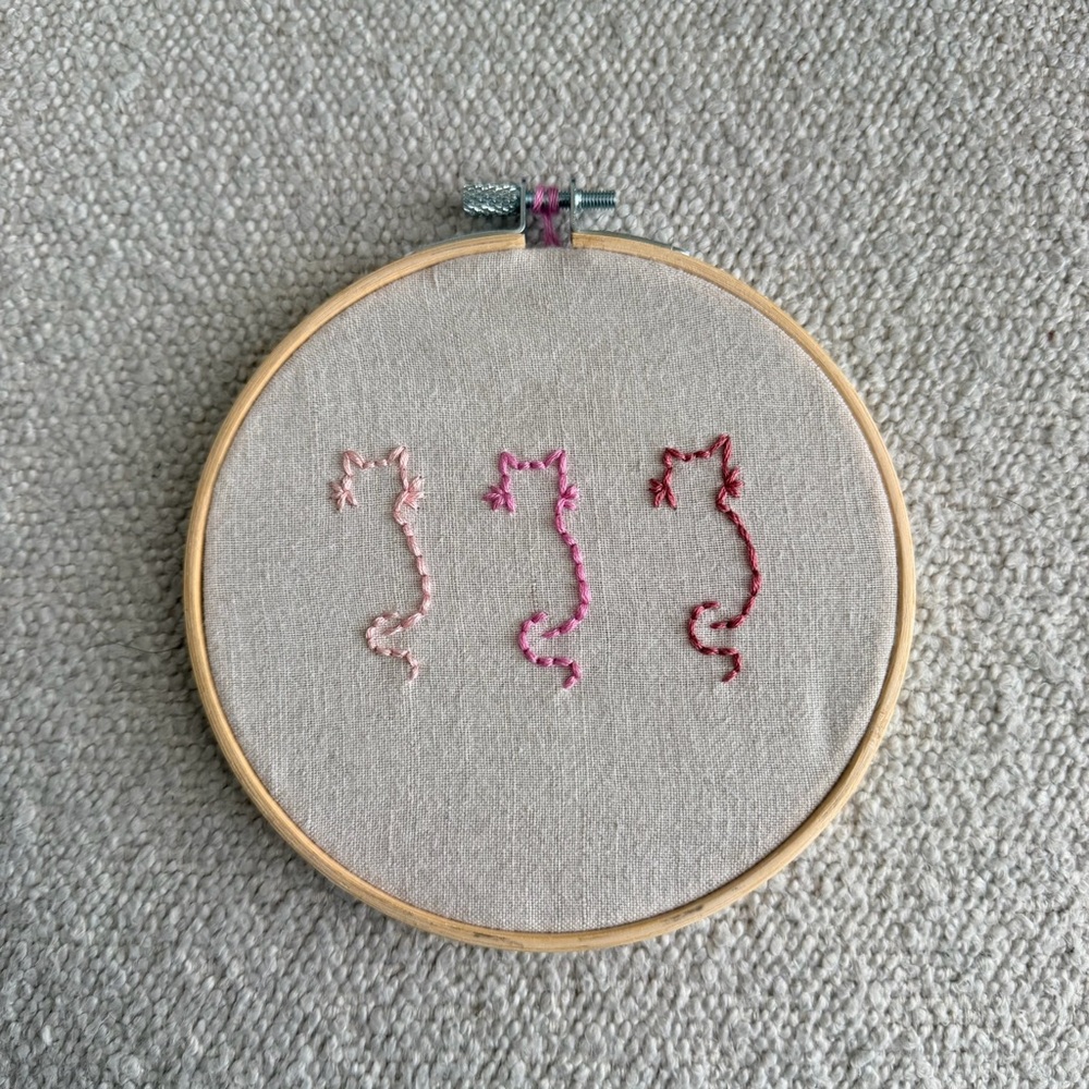 Pink Cat Embroidery Hoop Art